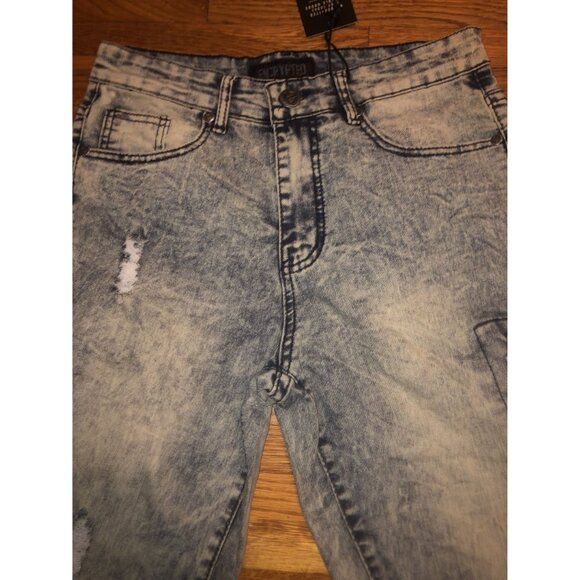 Encrypted Handcrafted Ice Wash Distressed Denim Shorts Size 38 - Picture 14 of 16